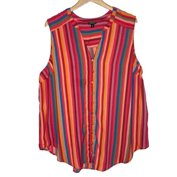 Torrid Harper Gauze Button-Front Sleeveless Blouse - Picture 2 of 9